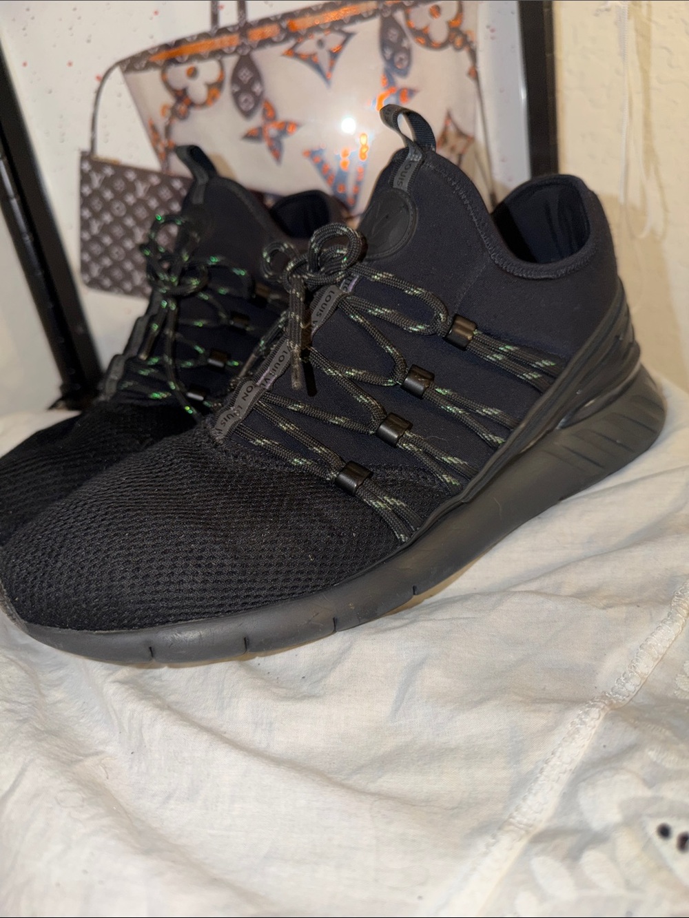 Louis Vuitton Men's Black Mesh Athletic Sneakers
